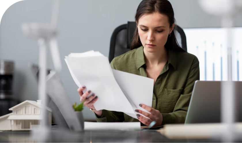 Girl Analysing Documents