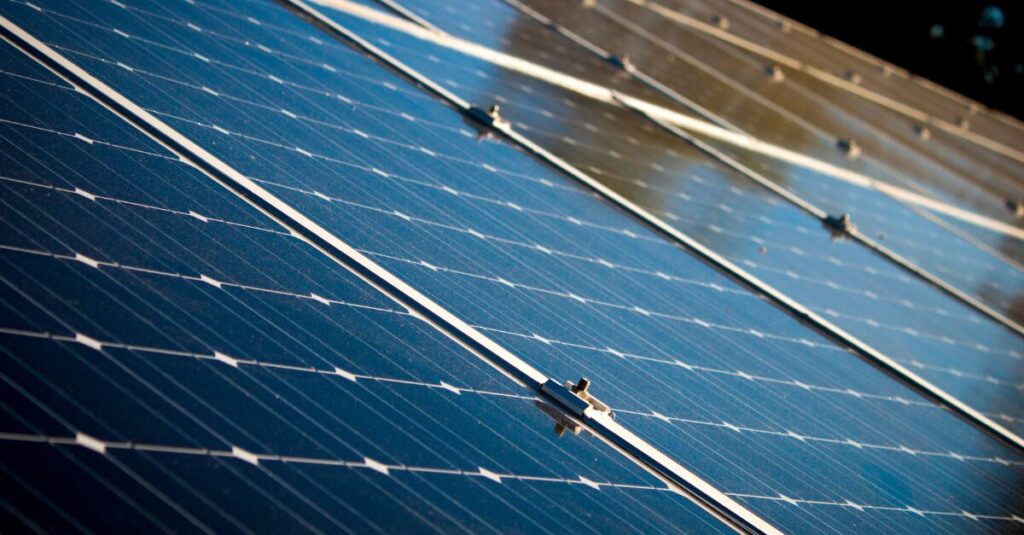 A close up of solar panels